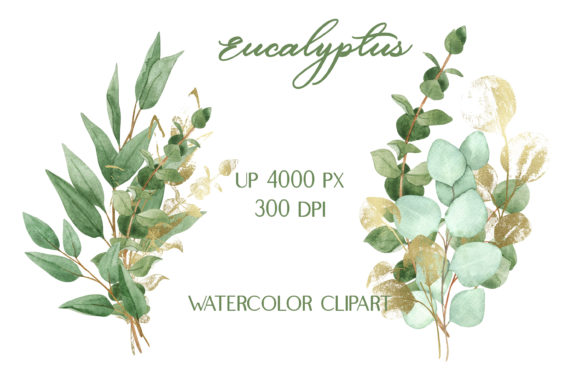 Discover the Elegance of Watercolor Eucalyptus Green Gold Bouquet
