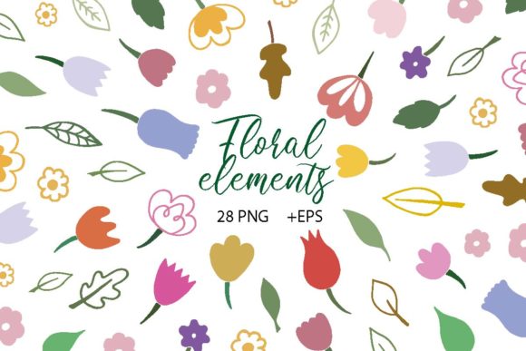 Doodle Style Colorful Flowers and Leaves: A Creative Design Resource