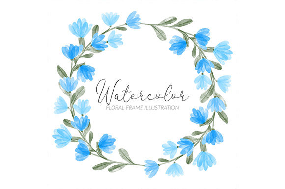 Embrace Elegance with the Blue Flower Watercolor Circle Frame