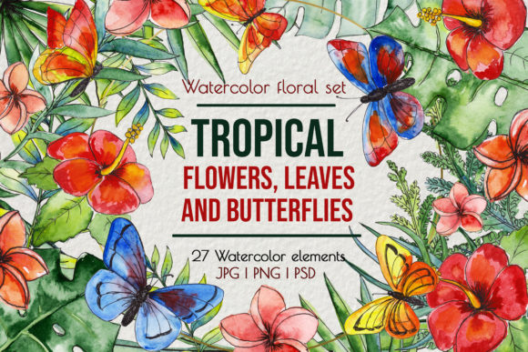 Embrace the Lush Elegance of Tropical Exotic Leaves and Flowers in Your Creative Projects