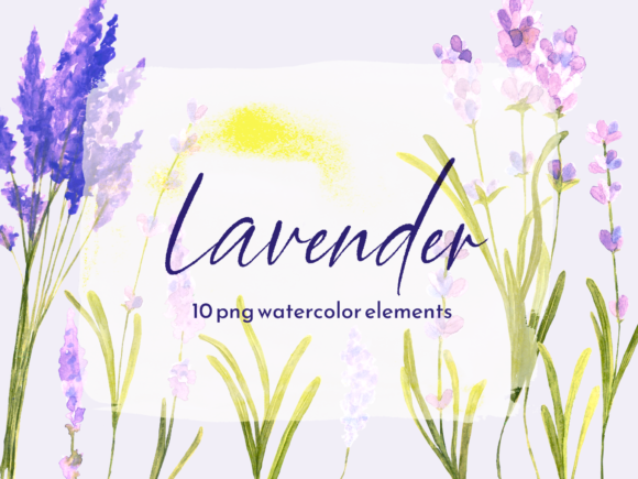Enhance Your Creative Projects with the Watercolor Lavender Foliage Clipart Set