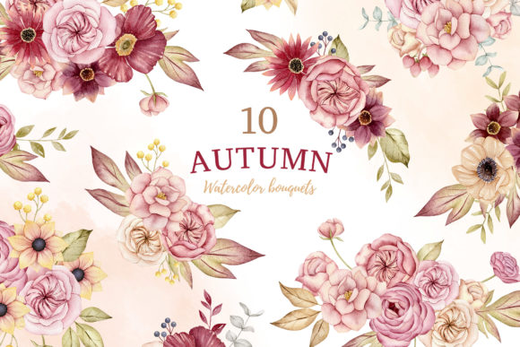 Explore Watercolor Autumn Bouquets, Boho Fall