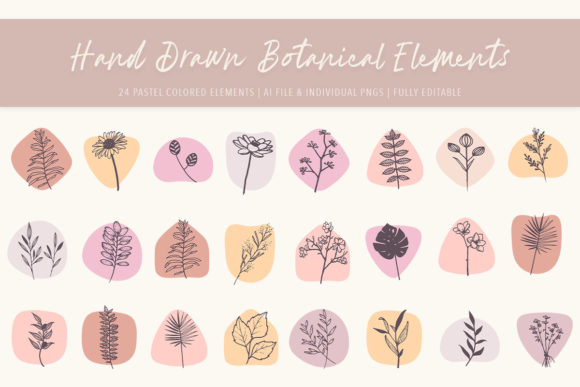 Hand Drawn Botanical Elements - Pink: A Creative and Stylish Vector Collection