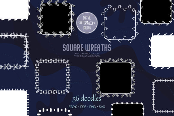Mastering White Square Wreaths Hand Drawn Frames for Your Creative Projects