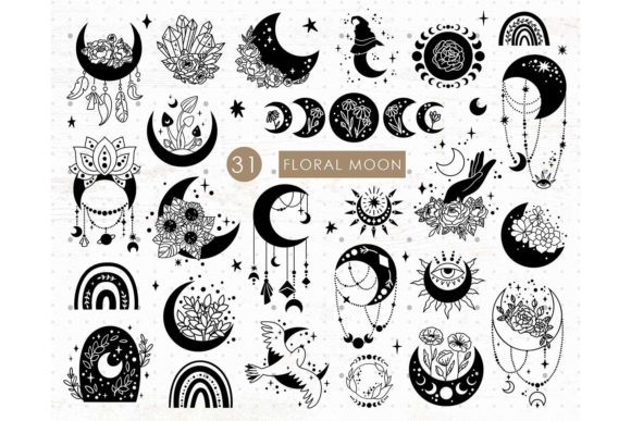 Moon and Flowers Celestial SVG Bundle: A Versatile Design Solution