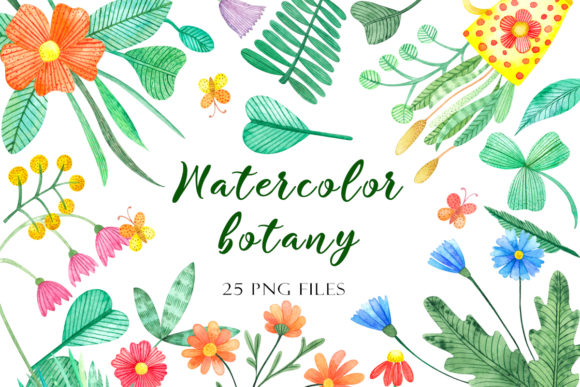 Set of Watercolor Botanical Elements: A Versatile Tool for Creative Projects