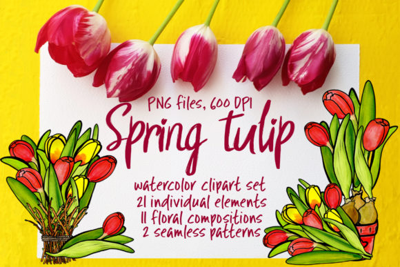 Spring Tulips - Watercolor Set: A Burst of Color for Your Creative Projects