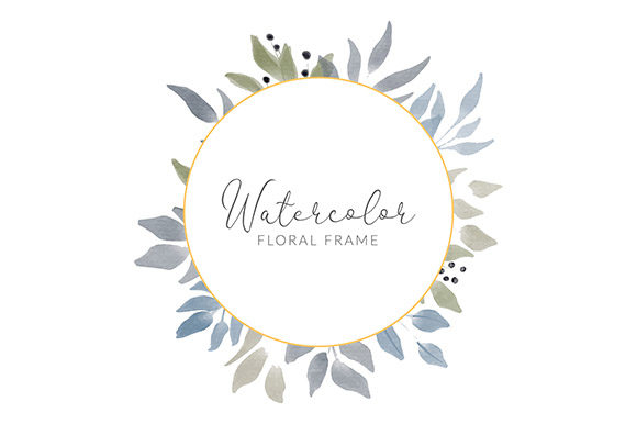 Watercolor Blue Flower Winter Wreath