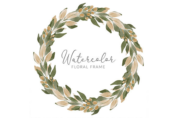 Watercolor Gold Green Foliage Wreath: A Versatile and Elegant Design Element