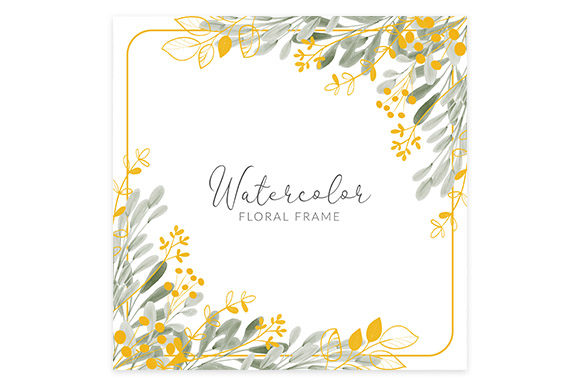 Watercolor Golden Leaf Square Frame: A Versatile and Elegant Design Element