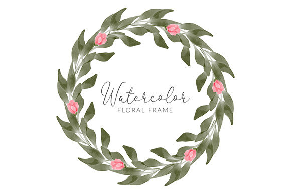 Watercolor Leaf Circle Wreath Frame