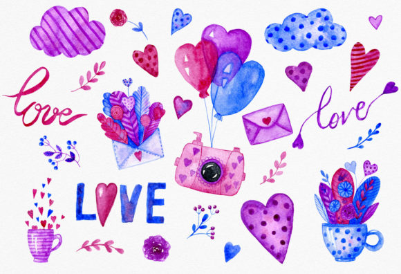 Watercolor Love Clipart Set: A Versatile Tool for Creative Projects