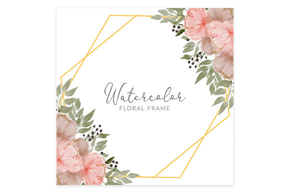 Watercolor Peony Flower Rustic Frame