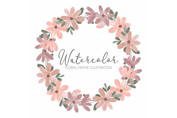 Watercolor Petal Flower Circle Frame